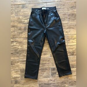 Abercrombie & Fitch Black The 90’s Straight Ultra High Rise Vegan Leather Pants